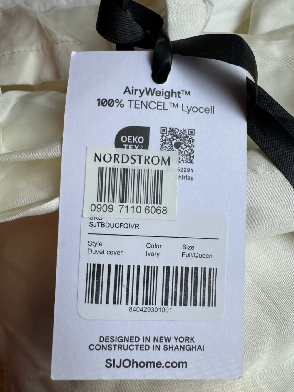 SIJO AiryWeight Tencel Duvet Cover Cooling Eucalyptus Ivory Full/Queen 90